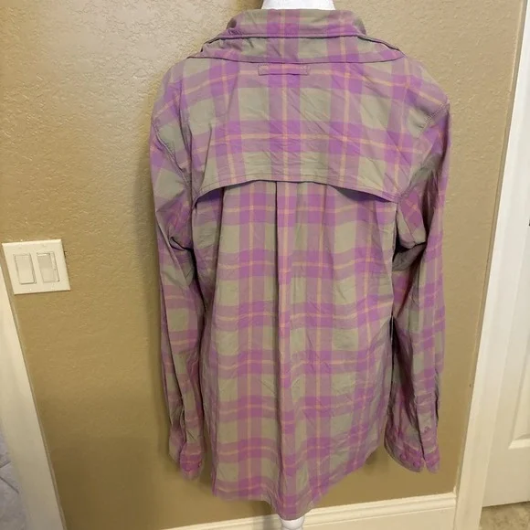 Duluth Trading Co. Sidewinder Long Sleeve Pink And Gray Shirt, Duluth Flex, L - Picture 2 of 8